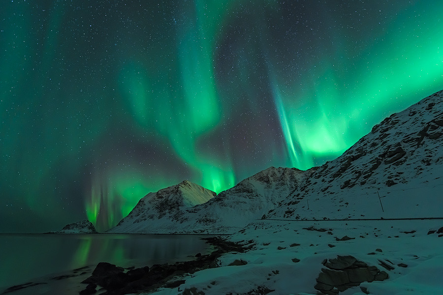 Haukland Beach Aurora